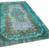 Handmade oriental 1980s 162 cm x 288 cm turquoise carpet