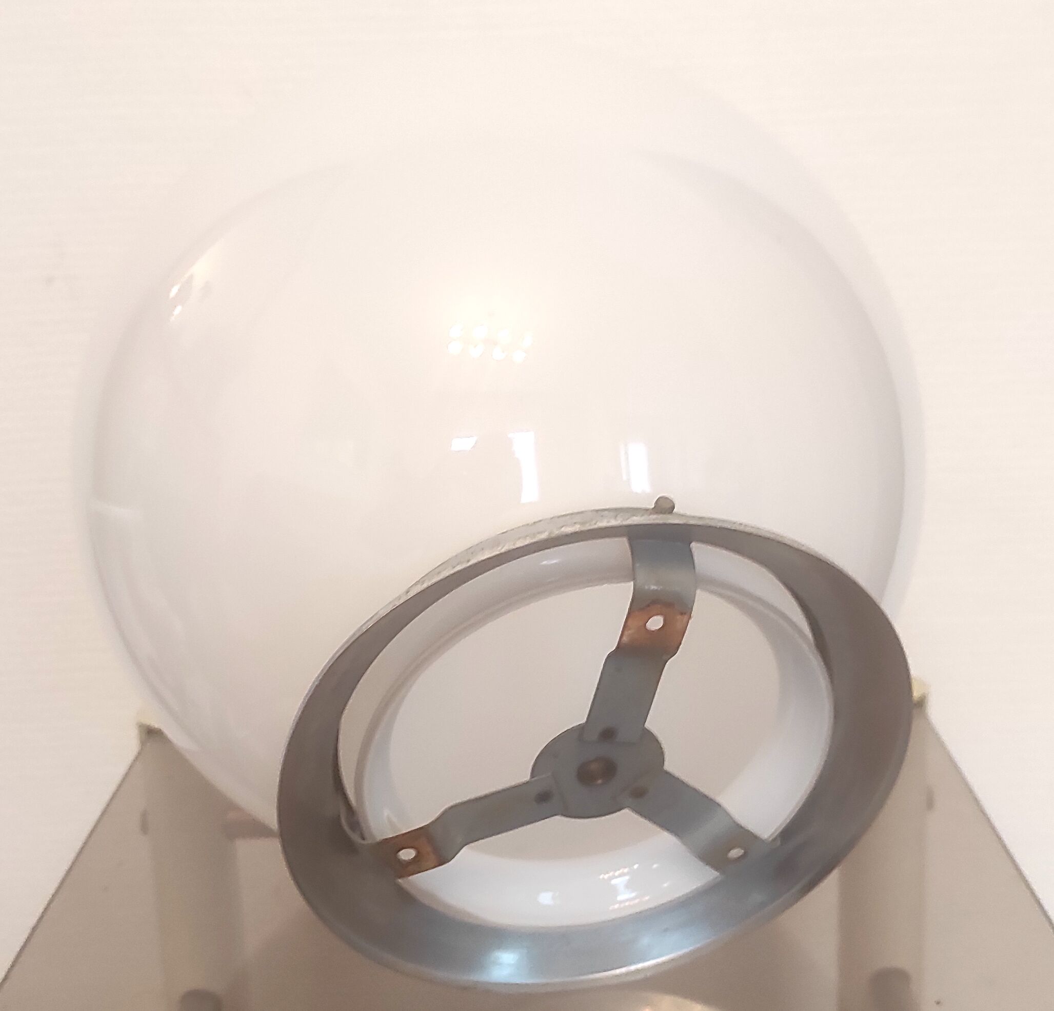 White opaline globe ceiling lamp – 50s/60s