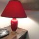 Vintage ceramic table lamp with a lacquered finish, golden potiche base and brass.
