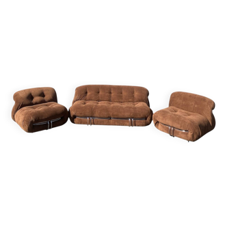 Soriana set for Cassina 1969: Sofa + 2 armchairs