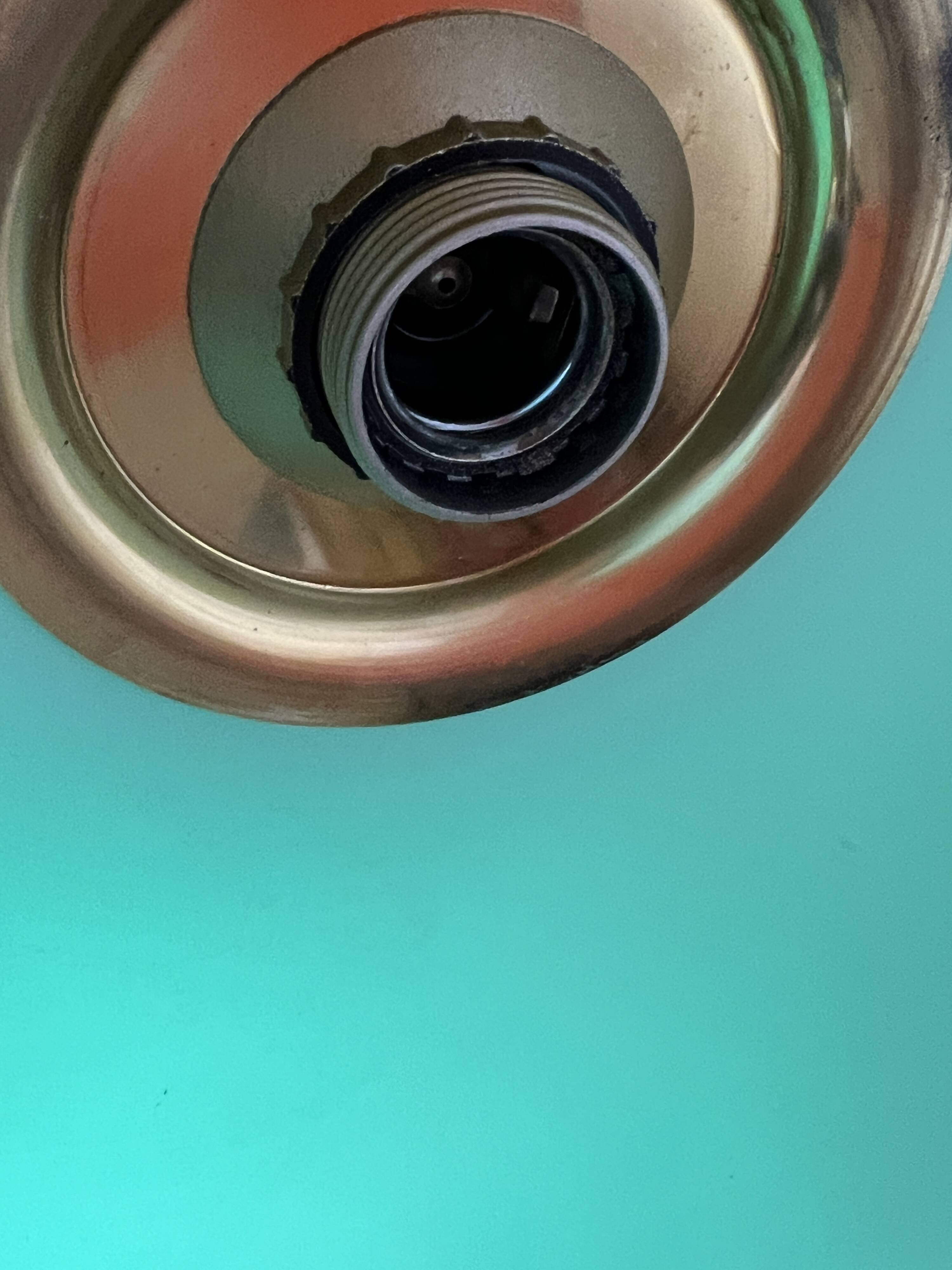 Lighting, billiard chandelier in brass and opaline