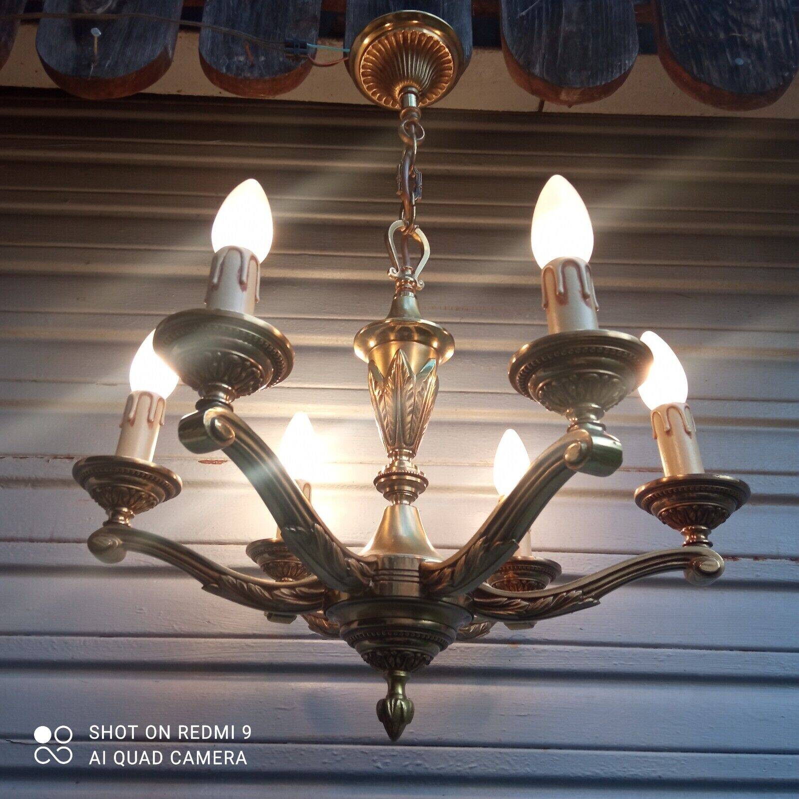 Louis XV style 6-light bronze chandelier in working order - Lucien GAU