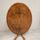 Napoleon III era pedestal table in burr walnut