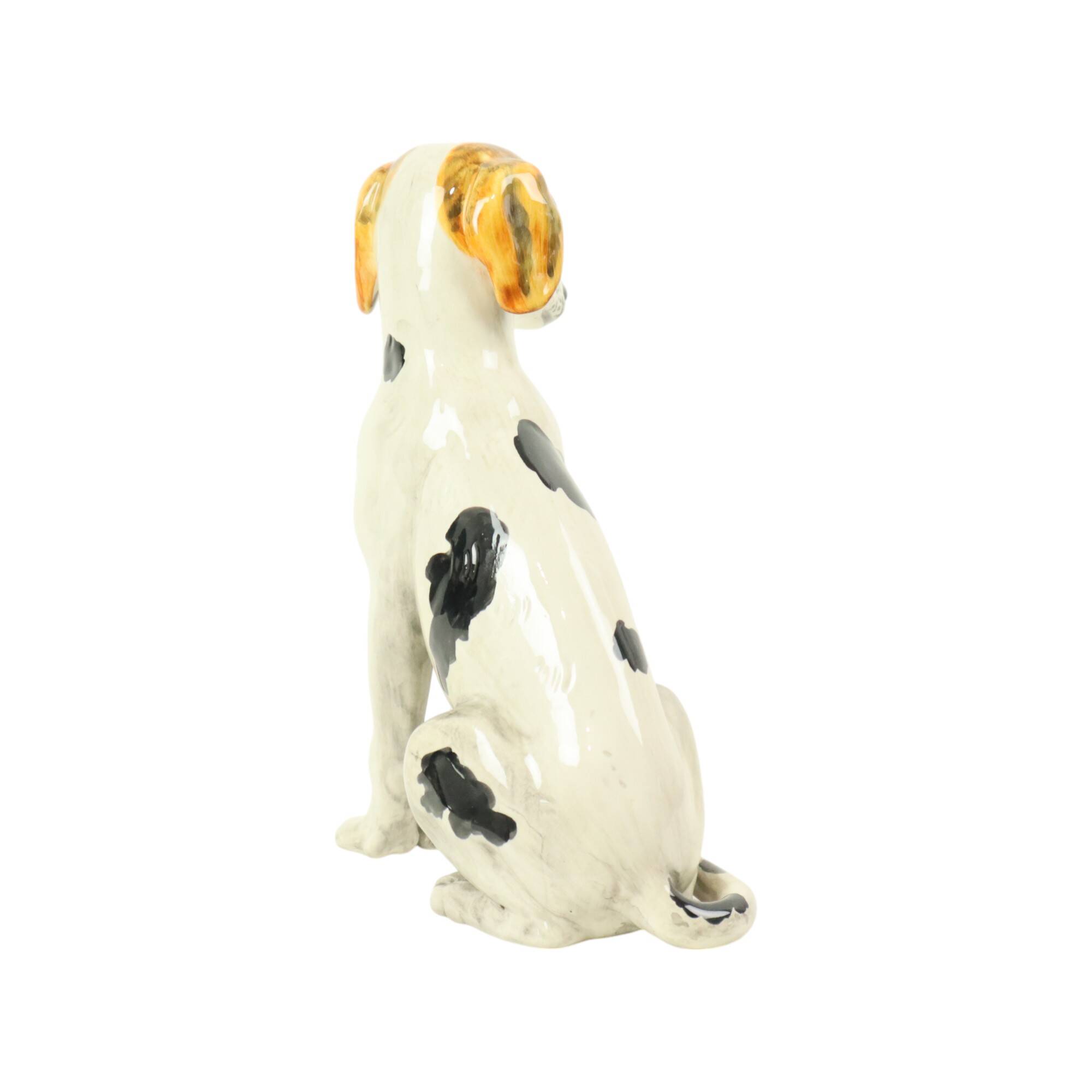Statue de Chien Vintage Sculpture Craquelé Céramique Italie 31cm