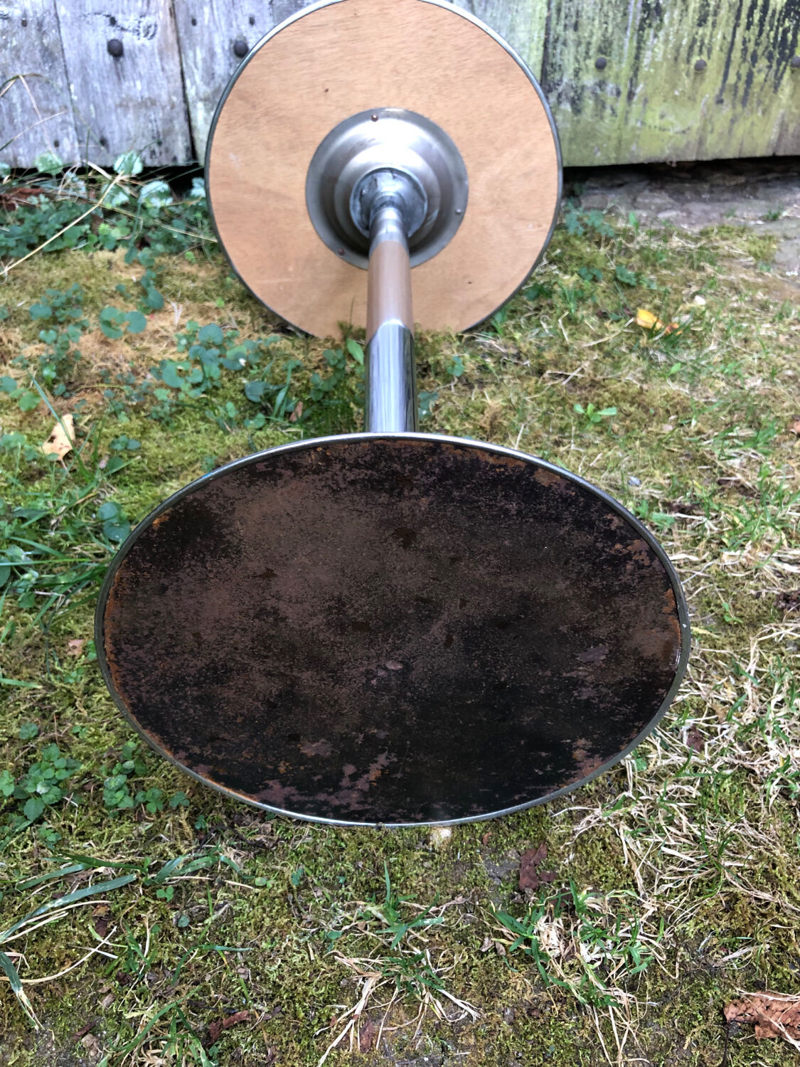 Art deco metal pedestal table