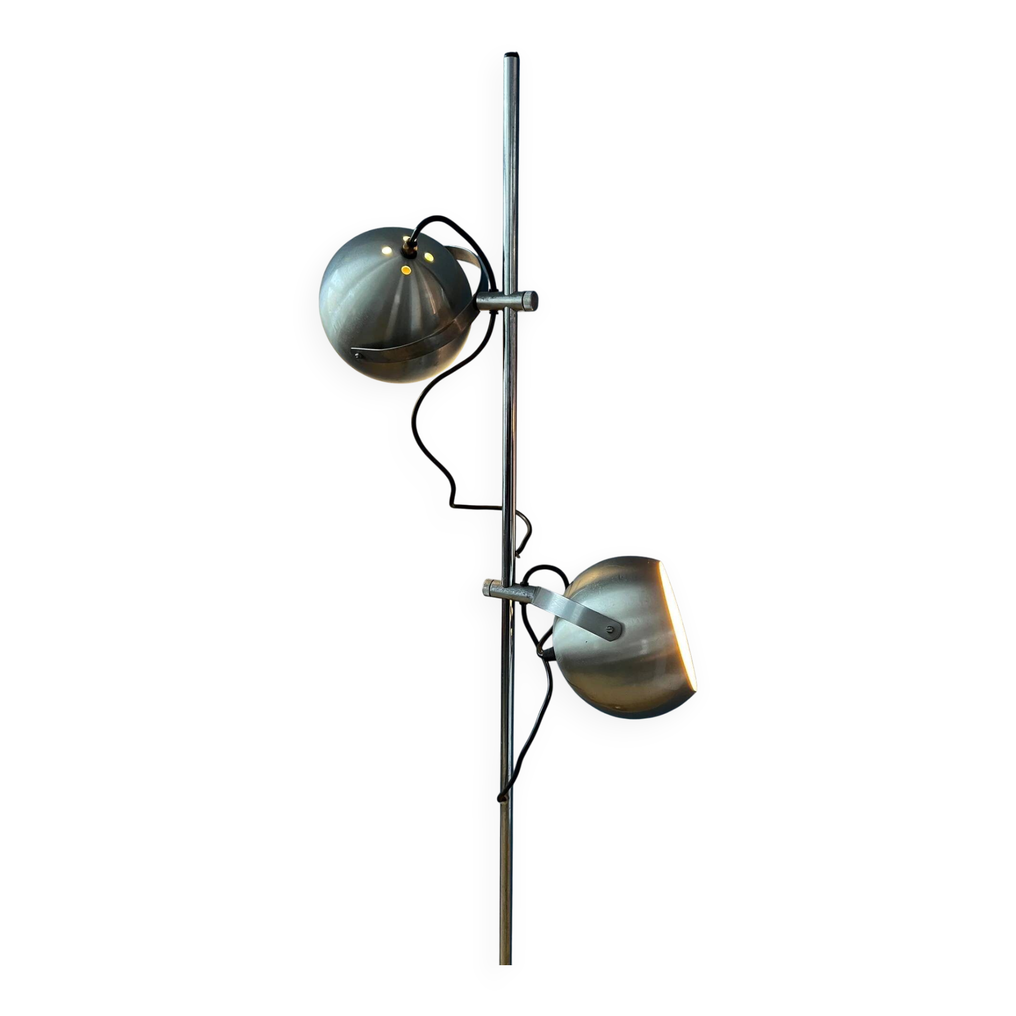 Silver mid-century vintage Herda eyeball floor lamp