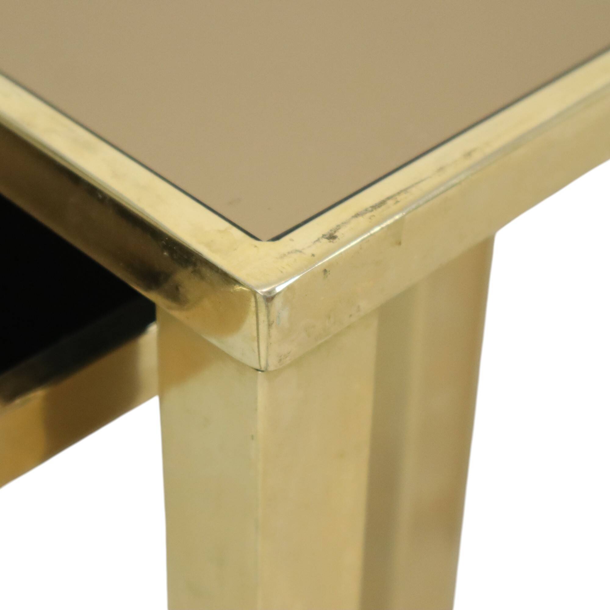 Tables gigognes Hollywood Regency Belgo Chrome plaqué or 23 carats