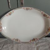 Serving dish in limoges porcelain flower baskets, fruits - early 20th