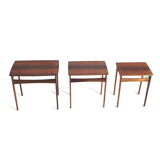 Danish vintage rosewood nesting tables / set of 3 side tables made in the 60s