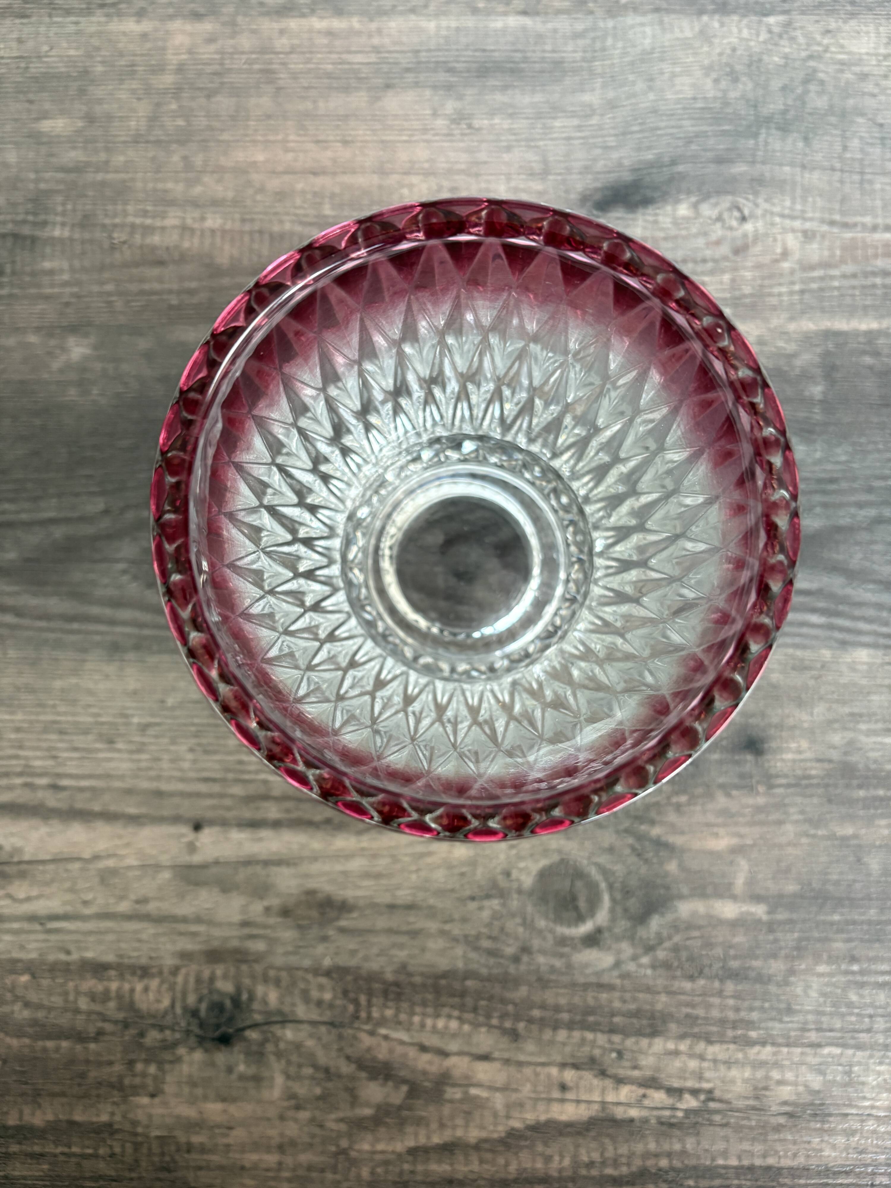 Art Deco vase in cut glass Ruby & Diamond