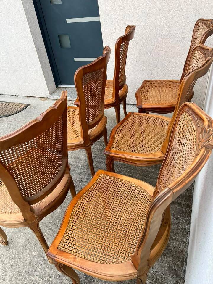 Set of 6 Cane Chairs in Louis XV style