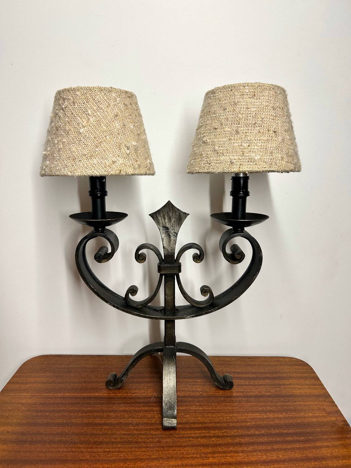 Brutalist wrought iron lamp from the 60s