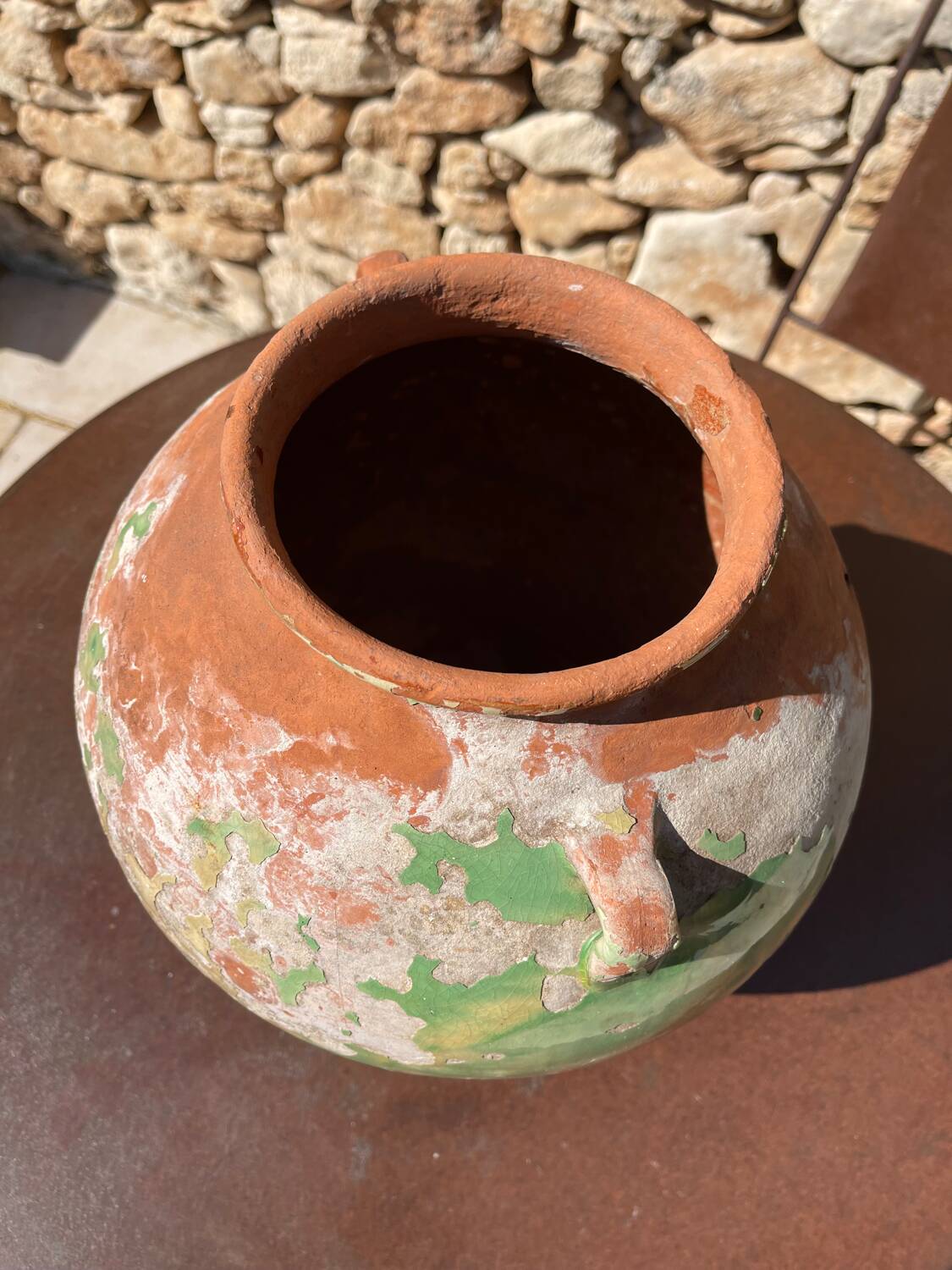 Ancient terracotta pottery jar from the 19th century.