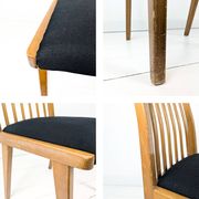 Chaise vintage Mid-Century à barreaux en bois massif avec assise à ressorts