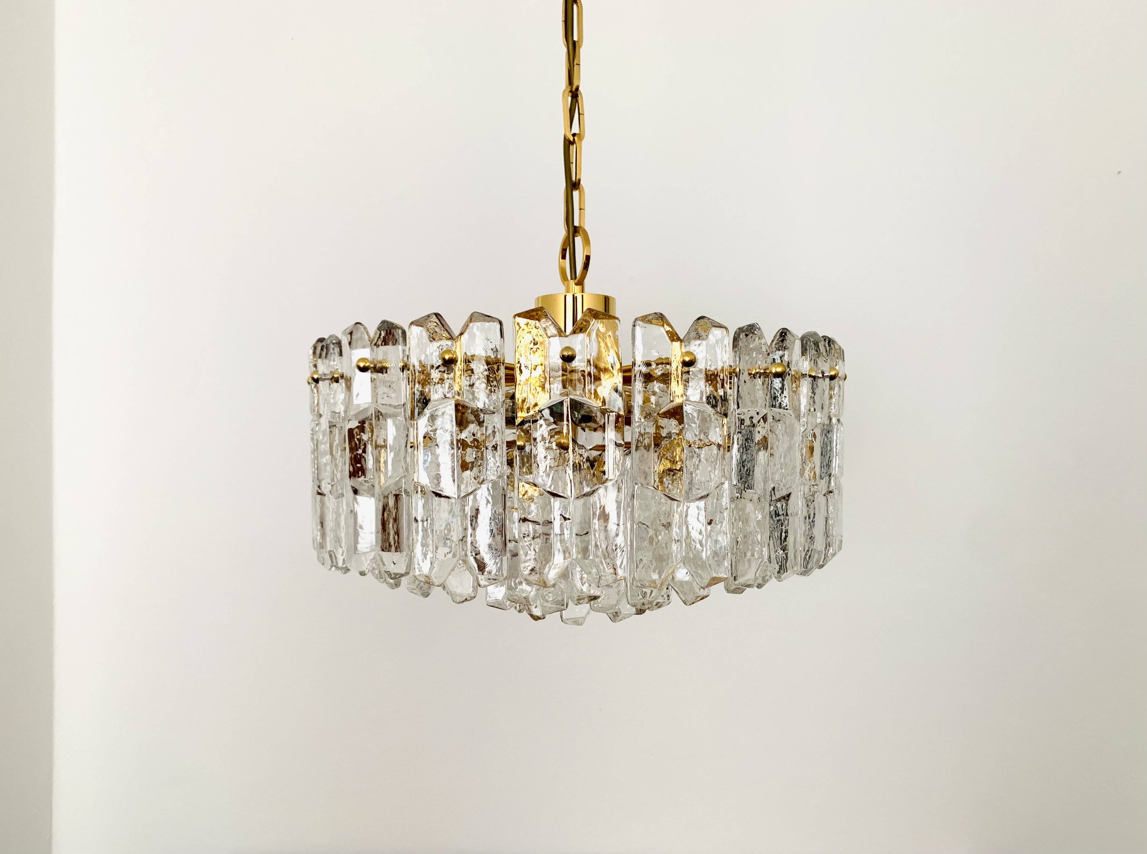 Large Austrian Palazzo Ice Glass Chandelier by J.T. Kalmar