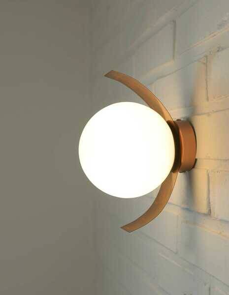 Vintage wall lamp, 1 of 4, brutalist sconce, copper ceiling light 1970's