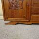 Solid walnut sideboard, moustache legs, black marble top.