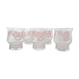 6 verres dorés et peint à la main de fleurs