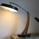 Fase black desk lamp from the 50s with reflector