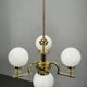 1930s Art Deco Brass and Opaline Glass Globe Chandelier, Czechoslovakia