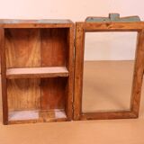 Burmese teak wall display case with original polychrome patina