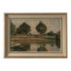 Vintage Original River Landscape Oil Painting: Framed Countryside Art