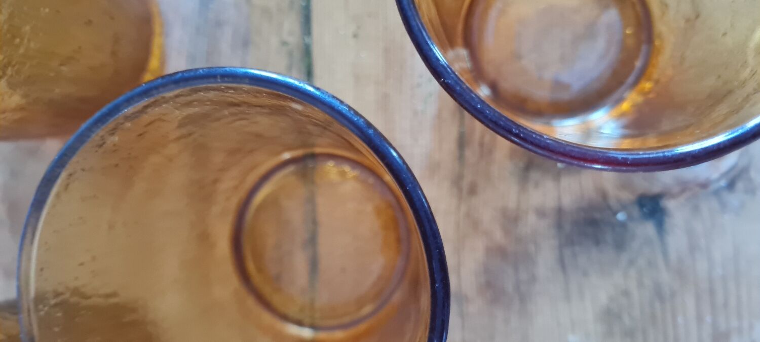 Set of 6 amber water glasses