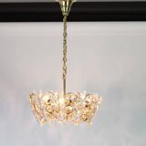 Small golden brass suspension with crystal glass inlay by Palwa, Germany, 1970s.