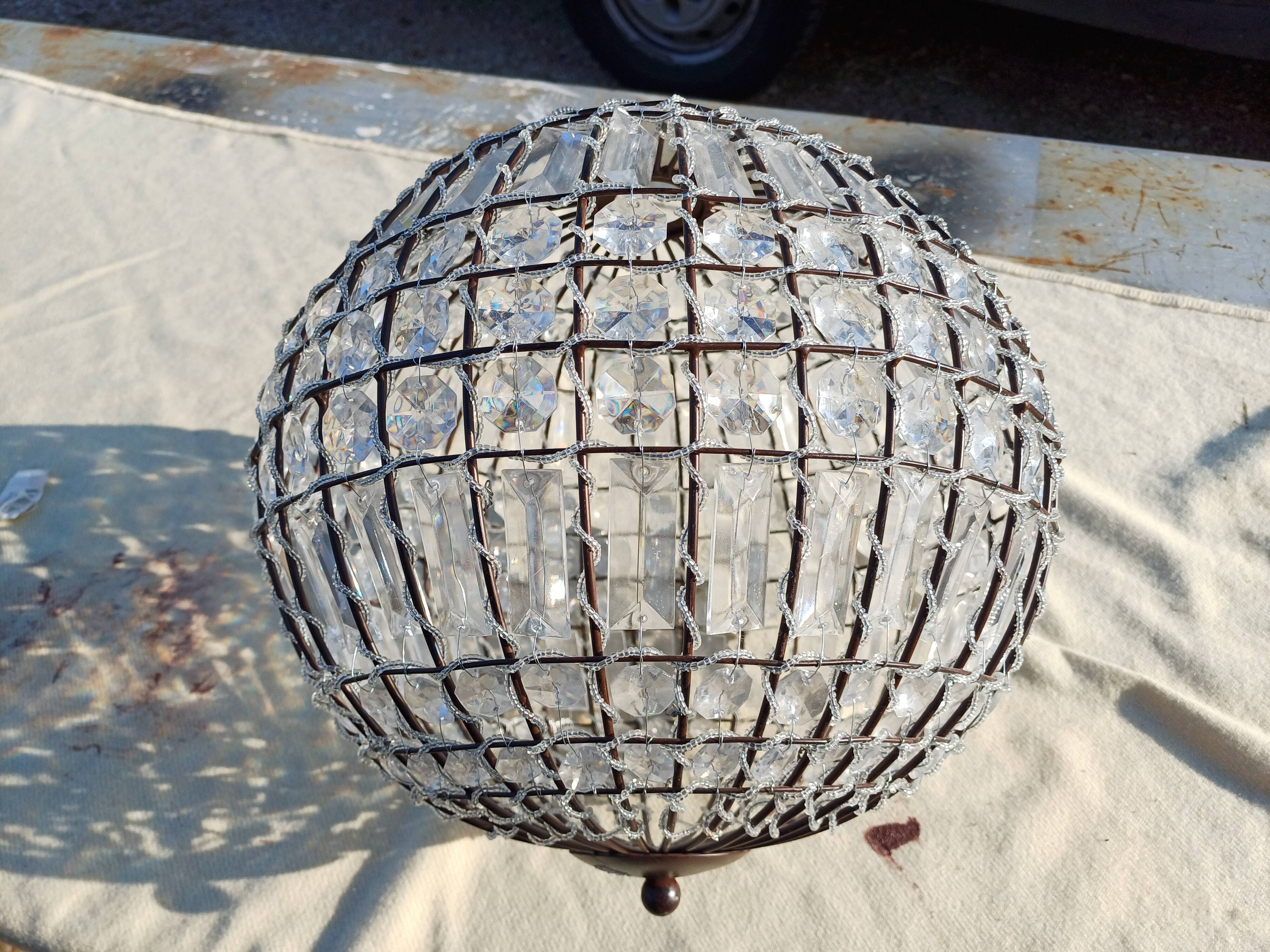Lustre rond a pampilles verre