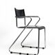 Vintage Cantilever Black Leather and Chrome Armchair , Set of 4