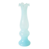 Sky blue opaline vase with a scalloped neck, 1960.