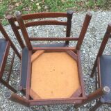 Vintage scandinavian teak chairs, black skaï seats as it is