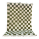 Beni Ouarain rug in Khaki Green and Cream Checkerboard, Handmade, 250x150cm