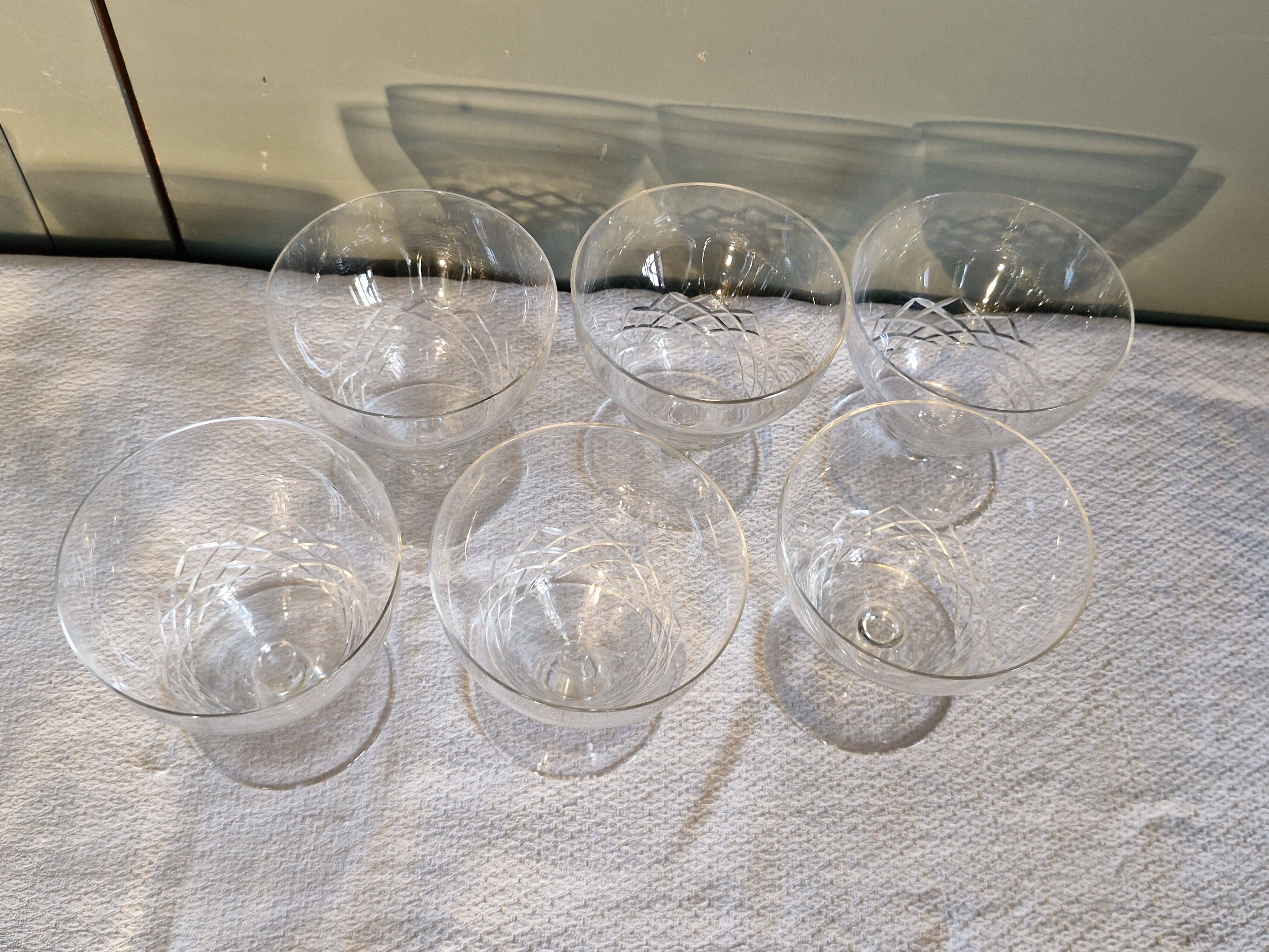 6 Cut Crystal Water Glasses, Circa 1930