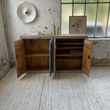 Factory blue patinated workshop furniture