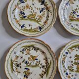 Vintage earthenware table service made in Italy, reproduction 18th century Moustier, 24 cm