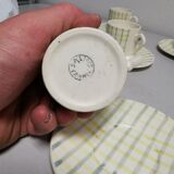 Service of 6 coffee cups and cassocks. faience of salins france . vintage ceramic 50s 60s