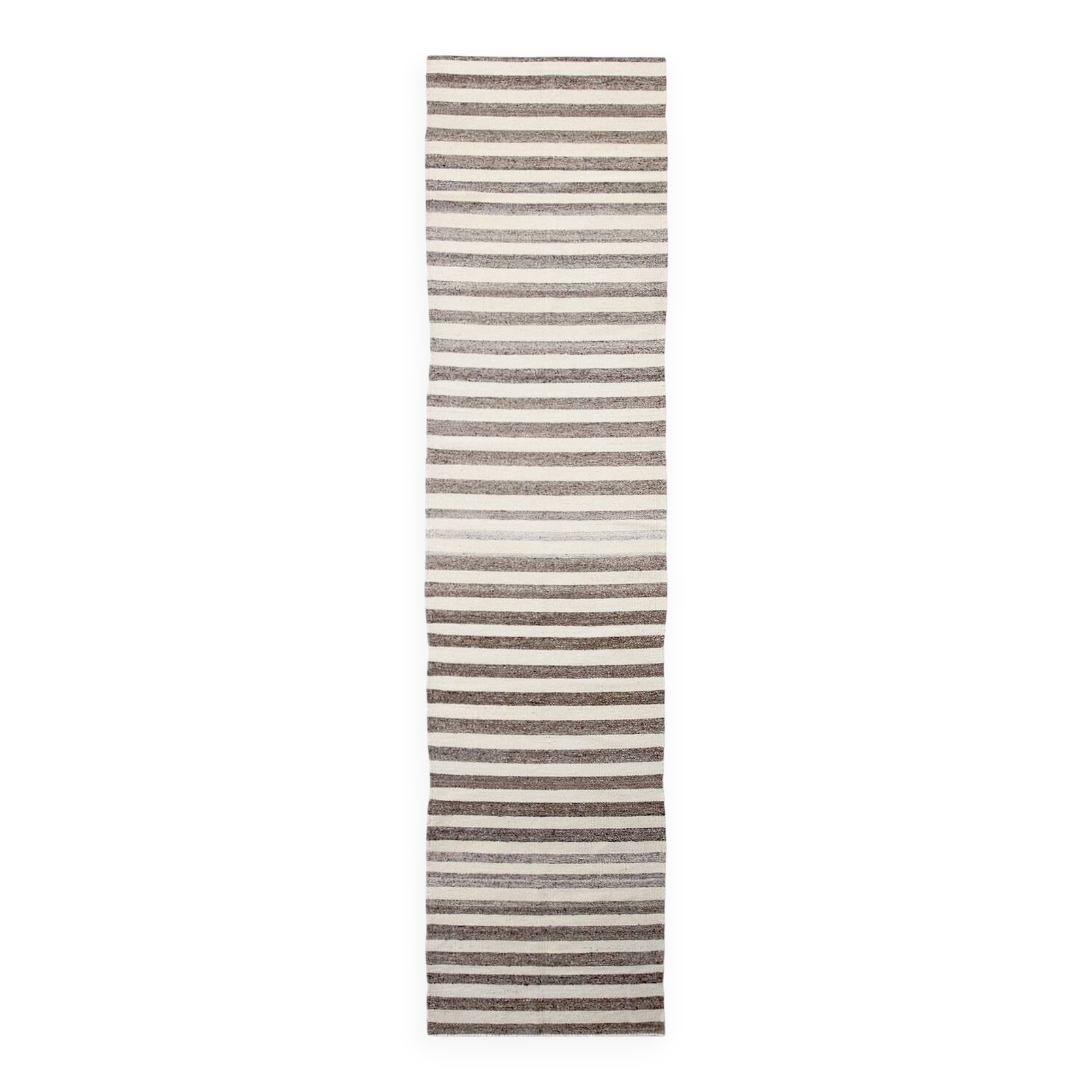 Brown Beige Striped Vintage Kilim Runner Rug, 78x330Cm