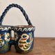 Double Pot Pottery Ceramic Terracotta Blue Bird Alsace Twisted Handle