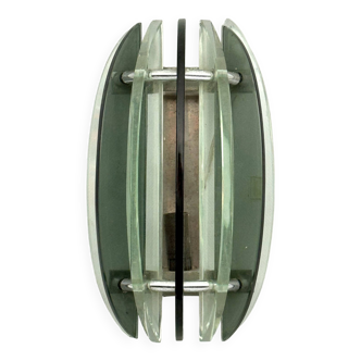 Italian Vintage single thick glass sconce by Veca. 1960s