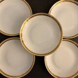 10 hollow porcelain plates from Limoges Bernardaud, gilded Greek decoration, twentieth century