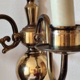 Paire d'appliques murales en laiton avec 2 feux, de style hollandais