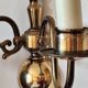 Pair of Dutch style 2-light brass wall lights