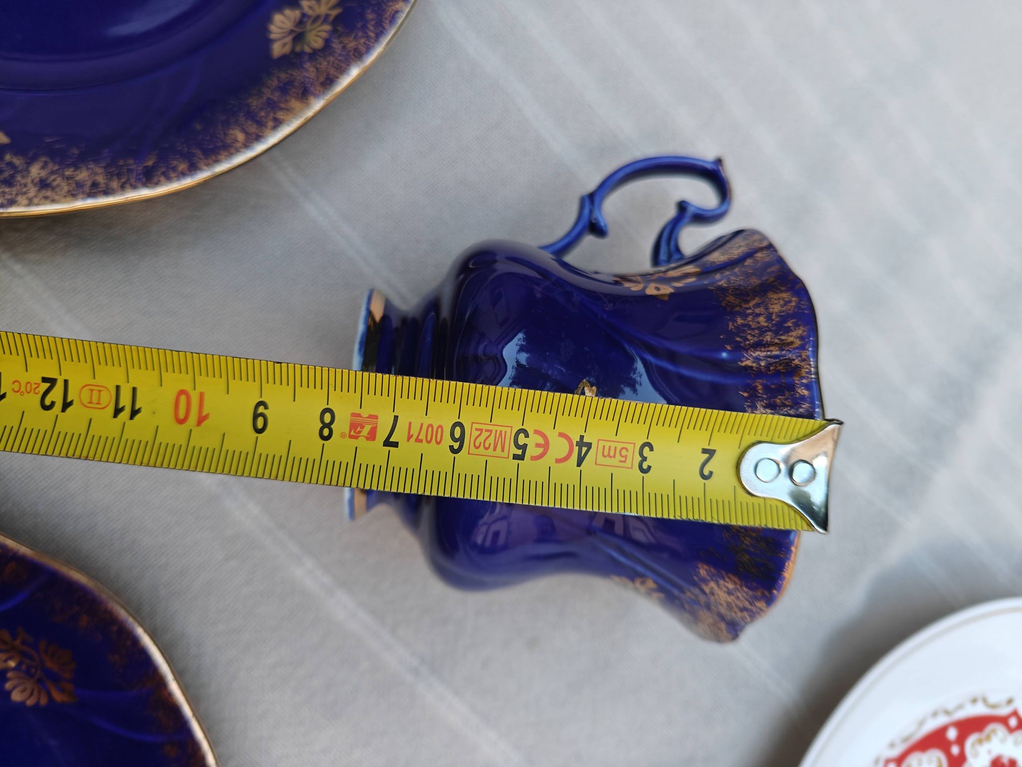 Superb Coffee/Tea Trio in Cobalt Blue & Gold Porcelain - Chodzież Poland