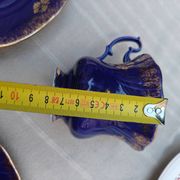 Superb Coffee/Tea Trio in Cobalt Blue & Gold Porcelain - Chodzież Poland