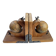 Pair of wooden bookends, rotating globes
