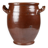Grand pot en céramique brune émaillée, Belgique, années 1800.