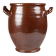 Large Glazed Brown Ceramic Pot, Belgium, 1800s