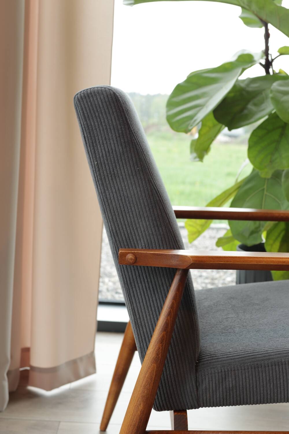 H.Lis vintage graphite corduroy armchair