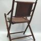 Chaise de campagne, chaise d'officier en teck et bambou, avec assise en cuir cousu et détails en laiton - années 1960